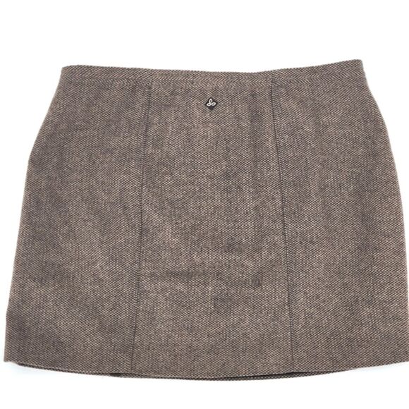 Prana Nicky Wool Blend Side Button True Wrap Skirt Size 10 Espresso Brown Tweed - Picture 3 of 8